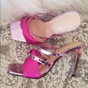 Pink chrome mule  only worn once size 9